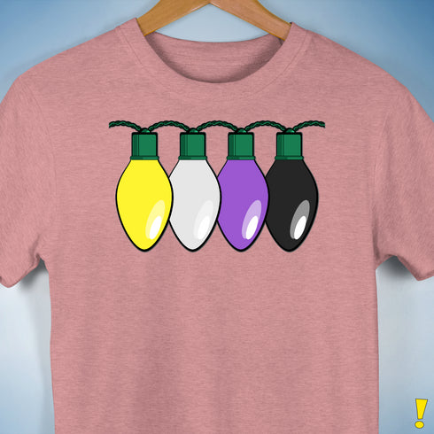 Nonbinary Pride Christmas Lights Premium Unisex T-Shirt - Mauve Heather